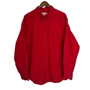Vintage Eddie Bauer Shirt Men’s Large Red Long Sleeve Button Up Bird Logo